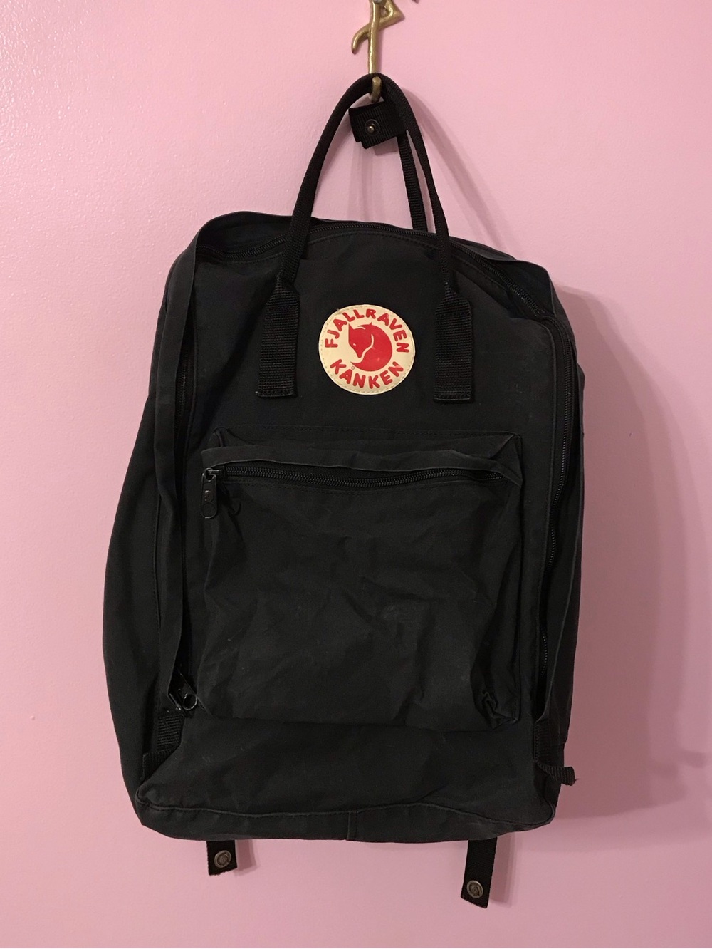 Fjallraven Kanken Backpack in Black with Red Logo